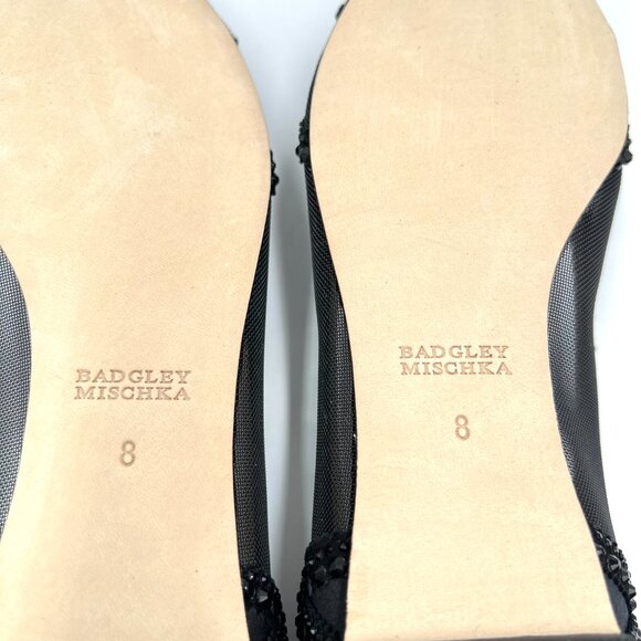Badgley Mischka BHLDN Size 8 Gigi Pointed Toe Jeweled Black Ballet Flats Shoes - Picture 12 of 13
